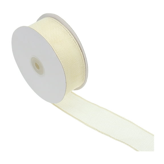 Uxcell Burlap Fabric Ribbon Burlap Wired Edge Ribbon Wired Decorative Ribbon for Big Bows Christmas Beige