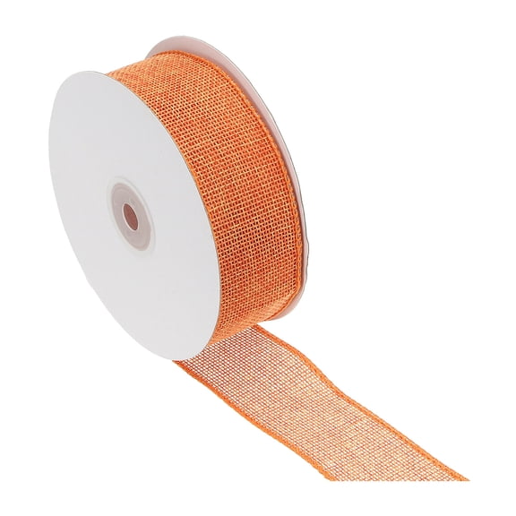 Uxcell Burlap Fabric Ribbon Burlap Wired Edge Ribbon Wired Decorative Ribbon for Big Bows Christmas Orange