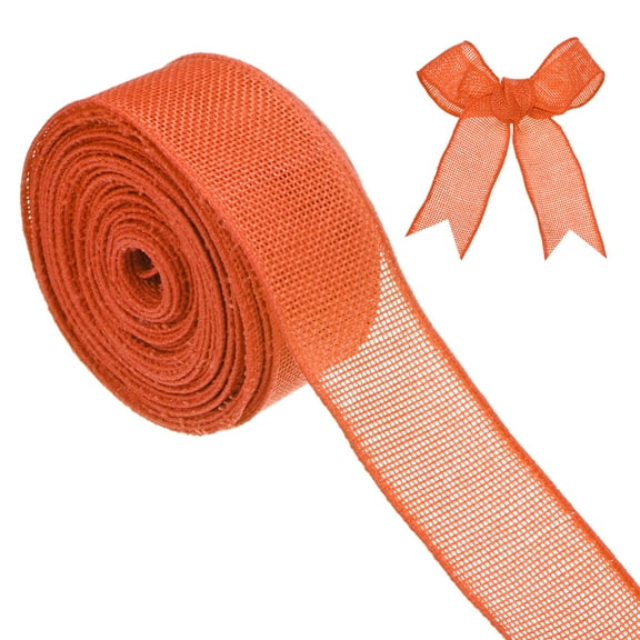Uxcell Burlap Ribbon, 1.5" x 10 Yards Burlap Wired Edge Ribbon, Christmas Tree Ribbon, Rustic Burlap Wrap Trim Ribbons [Orange]