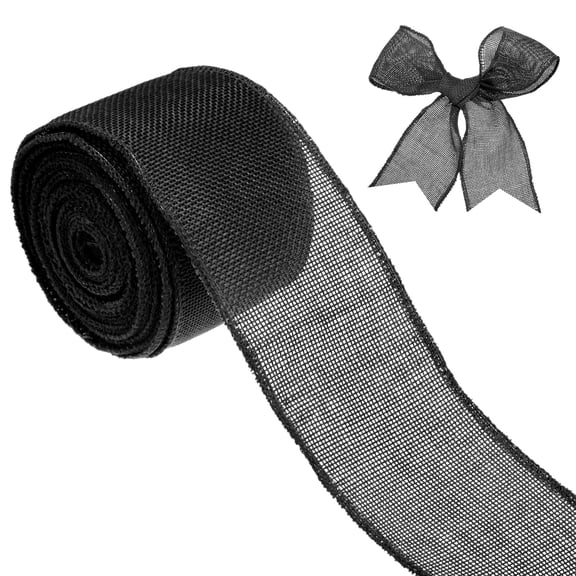 Uxcell Burlap Ribbon, 2.5" x 10 Yards Burlap Wired Edge Ribbon, Christmas Tree Ribbon, Rustic Burlap Wrap Trim Ribbons [Black]