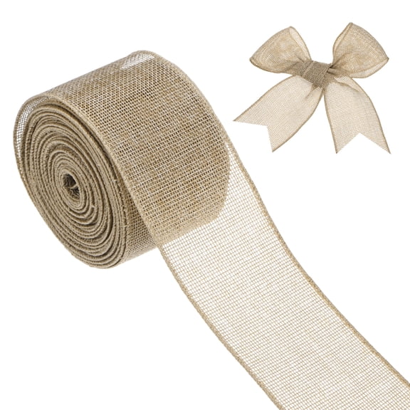 Uxcell Burlap Ribbon, 2.5" x 10 Yards Burlap Wired Edge Ribbon, Christmas Tree Ribbon, Rustic Burlap Wrap Trim Ribbons [Natural Solid Color]