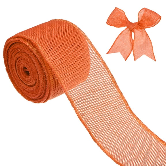 Uxcell Burlap Ribbon, 2.5" x 10 Yards Burlap Wired Edge Ribbon, Christmas Tree Ribbon, Rustic Burlap Wrap Trim Ribbons [Orange]