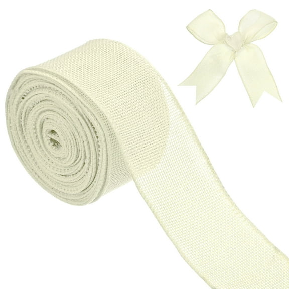 Uxcell Burlap Ribbon, 2" x 10 Yards Burlap Wired Edge Ribbon, Christmas Tree Ribbon, Rustic Burlap Wrap Trim Ribbons [Cream]