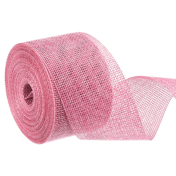 Uxcell Burlap Ribbon, Polyester Ribbon for Gift Wrapping Home Wedding Decor Pink