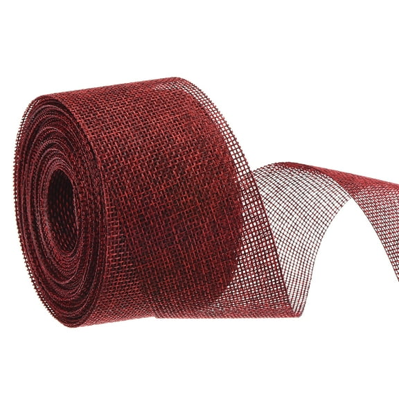 Uxcell Burlap Ribbon, Polyester Ribbon for Gift Wrapping Home Wedding Decor Wine Red