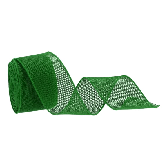 Uxcell Burlap Ribbon Fabric Wired EdgeGreen 2-1/2 Inch x 10 Yard for Gift Wrapping, Christmas Tree