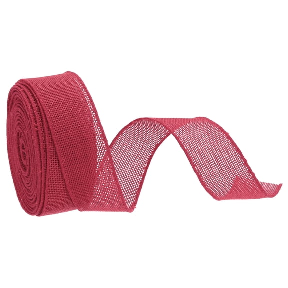 Uxcell Burlap Ribbon Fabric Wired EdgeRose Red 1-1/2 Inch x 10 Yard for Gift Wrapping, Christmas Tree