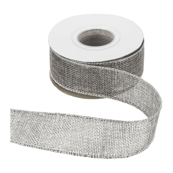 Uxcell Burlap Wired Ribbon 1-1/2" x 10 Yard Wired Edge Ribbon Woven Strap, Gray