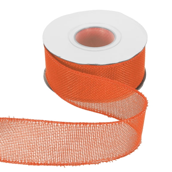 Uxcell Burlap Wired Ribbon 1-1/2" x 10 Yard Wired Edge Ribbon Woven Strap, Orange