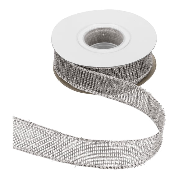 Uxcell Burlap Wired Ribbon 1" x 10 Yard Wired Edge Ribbon Woven Strap, Gray