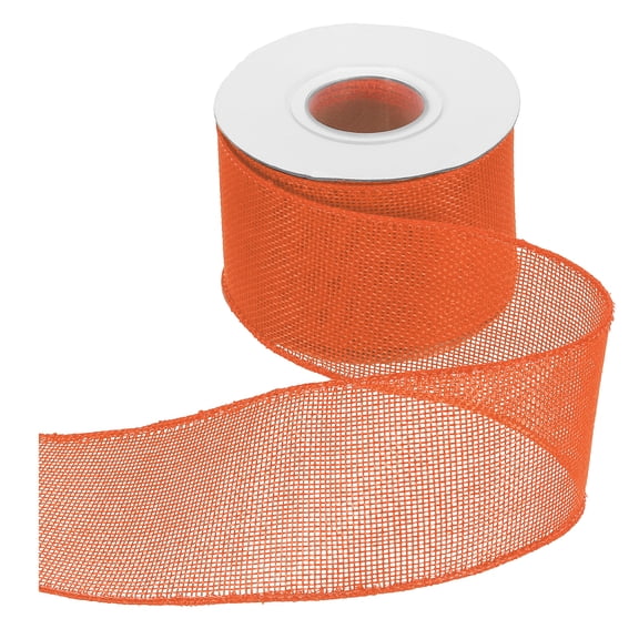 Uxcell Burlap Wired Ribbon 2-1/2" x 10 Yard Wired Edge Ribbon Woven Strap, Orange