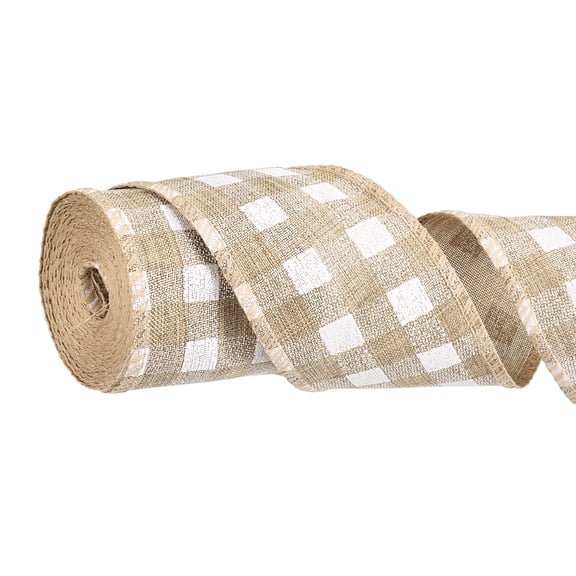 Uxcell Burlap Wired Ribbon, (2-3/8 Inch x 6.56 Yards, Khaki), Wired Edge Ribbon, Suit for - Crafts/Wreath/Bow Making/Gift Wrapping/Christmas Tree Decoration