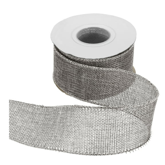 Uxcell Burlap Wired Ribbon 2" x 10 Yard Wired Edge Ribbon Woven Strap, Gray