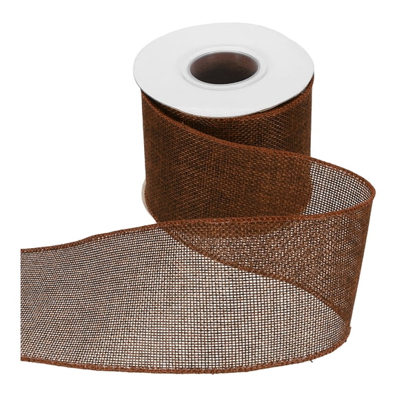 Uxcell Burlap Wired Ribbon 3" x 10 Yard Wired Edge Ribbon Woven Strap, Brown