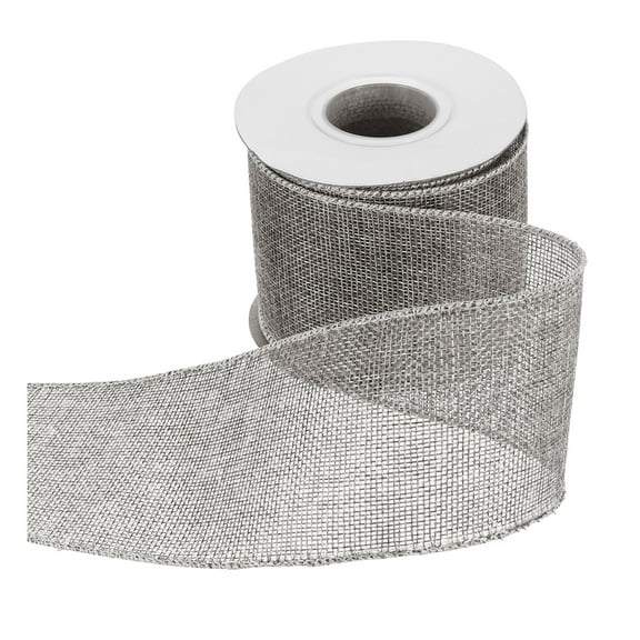 Uxcell Burlap Wired Ribbon 3" x 10 Yard Wired Edge Ribbon Woven Strap, Gray