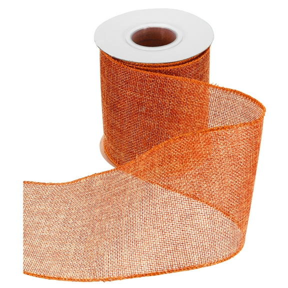 Uxcell Burlap Wired Ribbon 4" x 10 Yard Wired Edge Ribbon Woven Strap, Brick Red