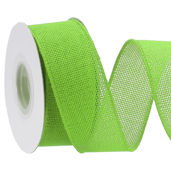 Uxcell Burlap Wired Ribbon Natural Jute Wired Edge Ribbons Solid Rustic Ribbon with Iron Wire for Crafts Gift Wrapping Grass Green 1.5 in