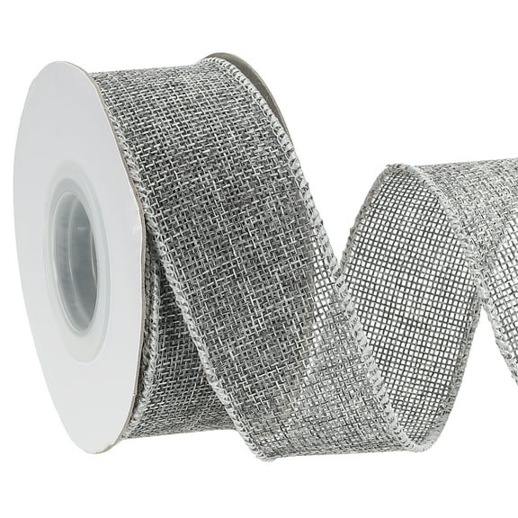 Uxcell Burlap Wired Ribbon Natural Jute Wired Edge Ribbons Solid Rustic Ribbon with Iron Wire for Crafts Gift Wrapping Grey 1.5 in