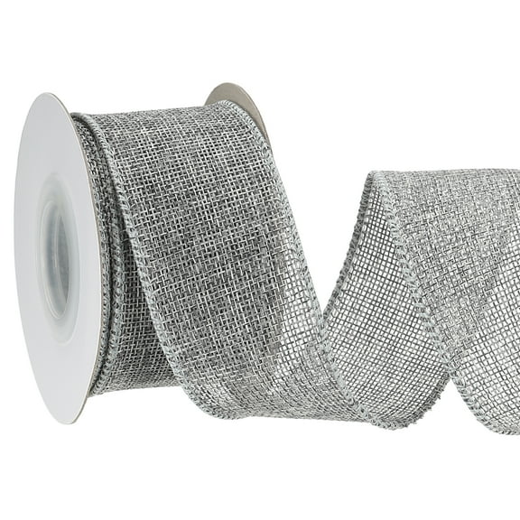 Uxcell Burlap Wired Ribbon Natural Jute Wired Edge Ribbons Solid Rustic Ribbon with Iron Wire for Crafts Gift Wrapping Grey 2 in