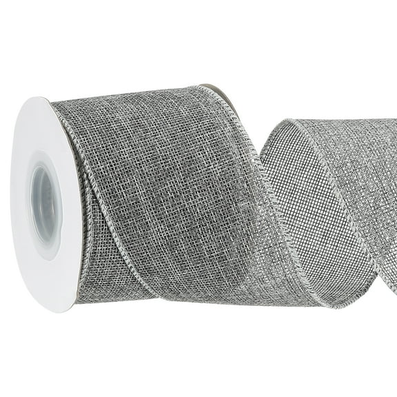 Uxcell Burlap Wired Ribbon Natural Jute Wired Edge Ribbons Solid Rustic Ribbon with Iron Wire for Crafts Gift Wrapping Grey 3 in