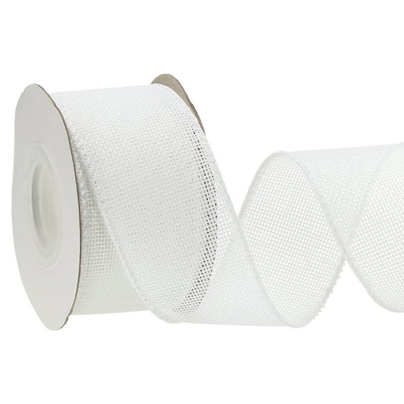 Uxcell Burlap Wired Ribbon Natural Jute Wired Edge Ribbons Solid Rustic Ribbon with Iron Wire for Crafts Gift Wrapping White 2 in