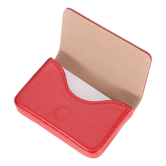 Uxcell Business Card Holder, PU Leather Business Card Case Pocket Business Name Card Holder with Magnetic Shut for Men and Women, Red