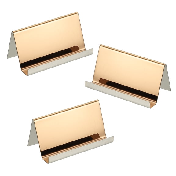 Uxcell Business Card Holder for Desk, 3Pcs Card Holders Stainless Steel, Rose Gold