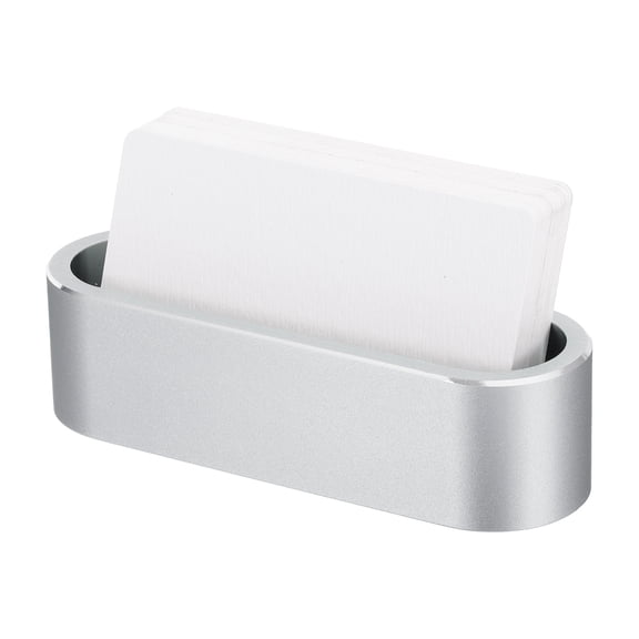 Uxcell Business Card Holder for Desk, Metal Name Card Organizer, Silver