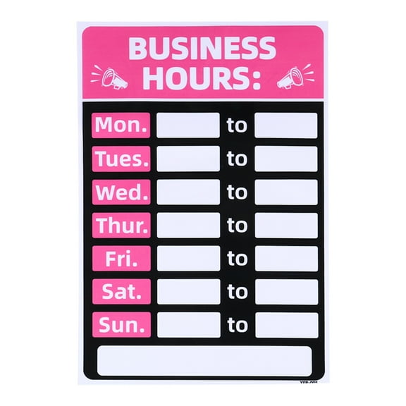 Uxcell Business Hour Sign Self Adhesive Operation Hour Decor with Number Sticker Pink 1 Set
