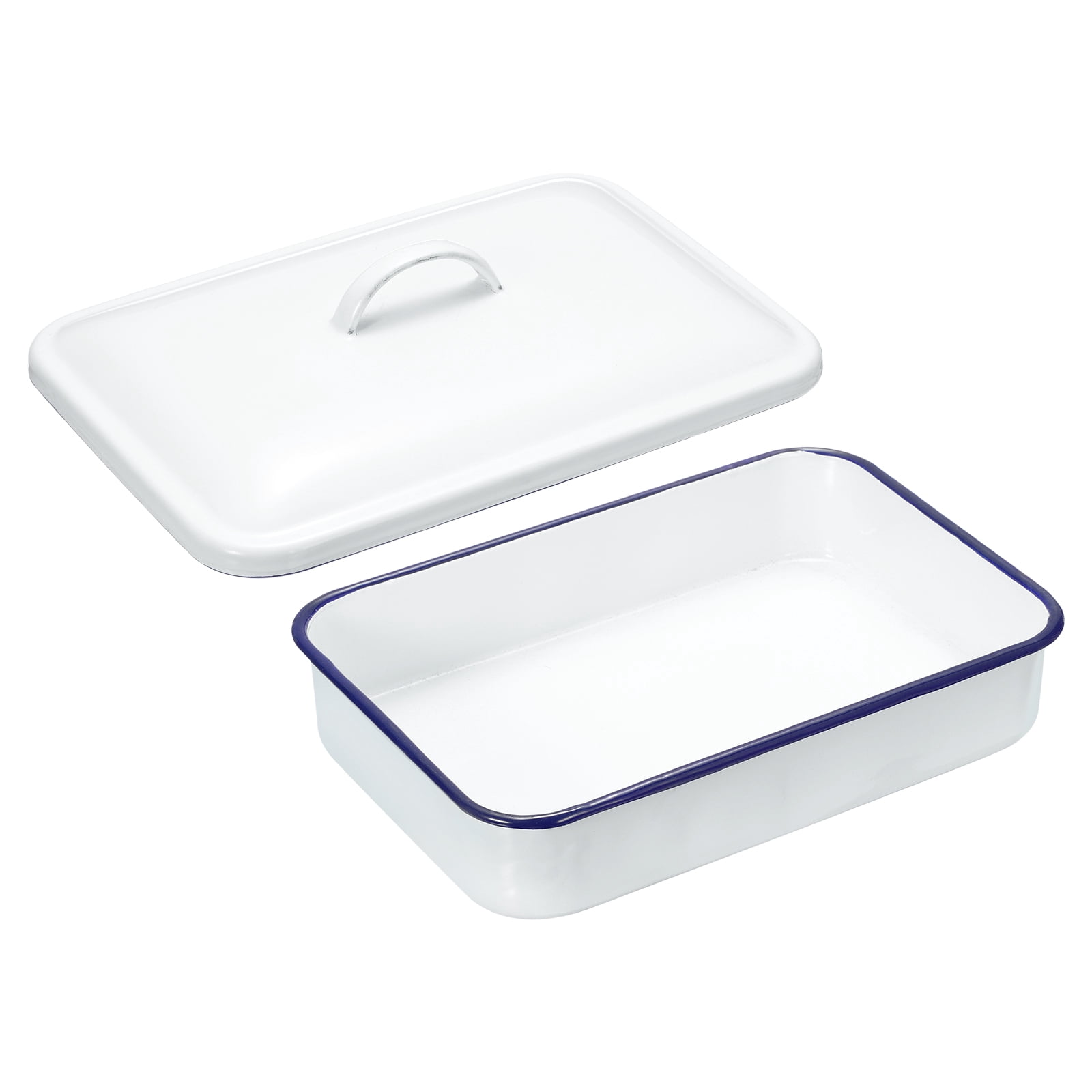 Uxcell Butcher Tray Palette 9.4" x 6.3" x 2" Metal Triple Enamel Coated Rectangular Tray Artist Painter Painting Tool with Lid for Art Paint Acrylic Watercolor Mixing