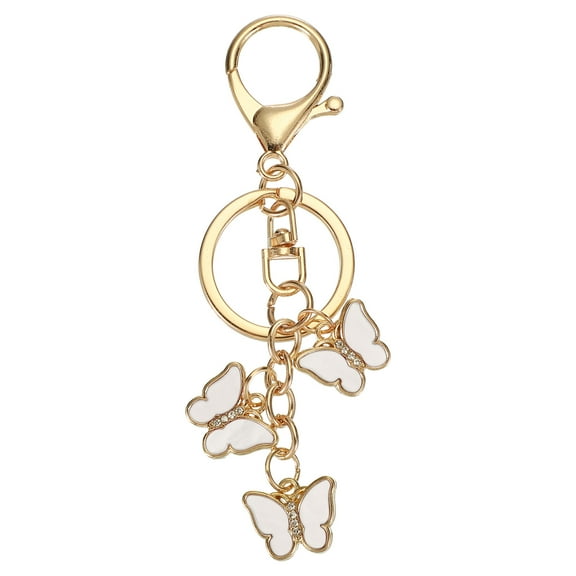 Uxcell Butterfly Charm, Enameled Keychain Cute Butterfly Pendant Keyring Purse Bag Accessories White