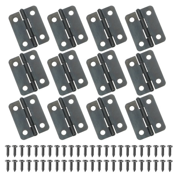 Small Butt Hinges 1 Inch Mini Jewelry Box Hinge with Screw for Jewelry Wooden Boxes Cabinet (Black, Pack of 12)
