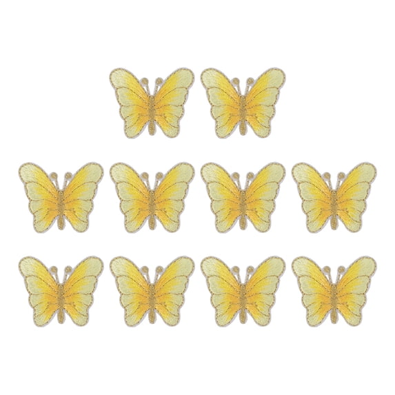 Uxcell Butterfly Iron on Patches, Embroidered Sew on Applique Repair Patch for Backpacks Clothing Shoes Gold
