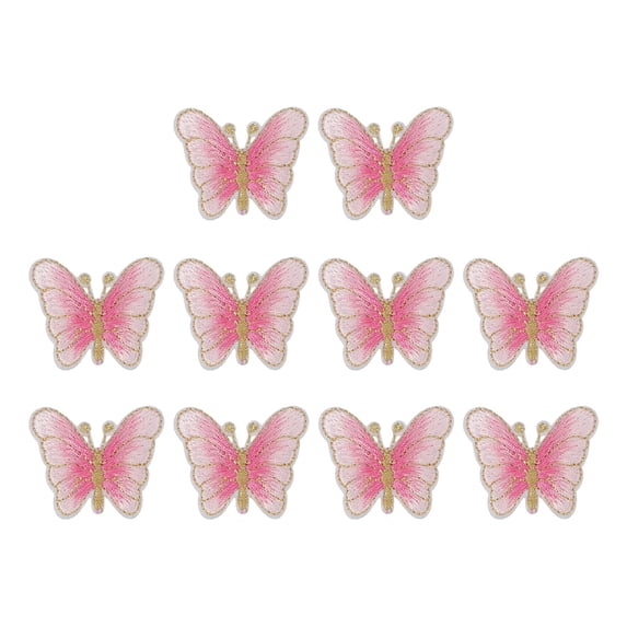 Uxcell Butterfly Iron on Patches, Embroidered Sew on Applique Repair Patch for Backpacks Clothing Shoes Pink