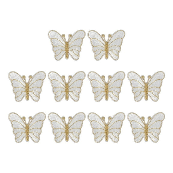 Uxcell Butterfly Iron on Patches, Embroidered Sew on Applique Repair Patch for Backpacks Clothing Shoes White