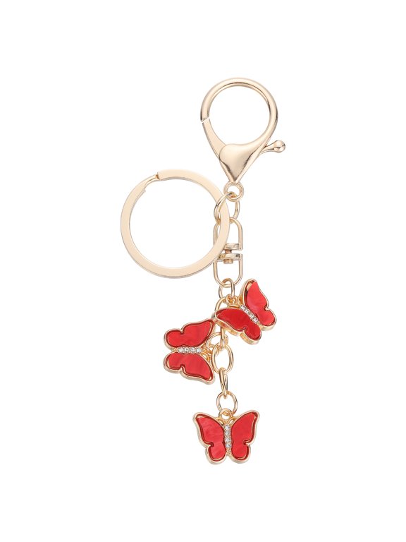 Butterfly Keychain, 4.25" x 0.67"(L x W) Acrylic Butterfly Pendant Keyring Keyring Bags Charm Backpack for Storage and Decoration, Red