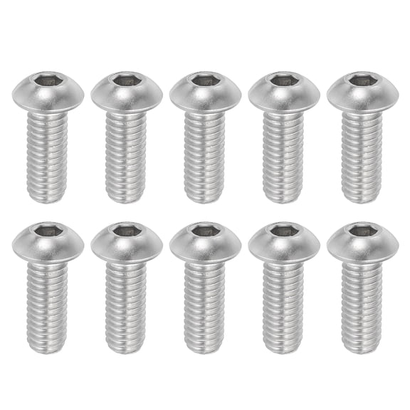 Uxcell Button Head Socket Cap Screws 304 Stainless Steel 18-8 Socket Cap Screw Allen Hex Drive Full Thread 3/8-16x1"