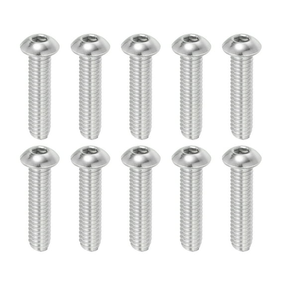 Uxcell Button Head Socket Cap Screws 304 Stainless Steel 18-8 Socket Cap Screw Allen Hex Drive Full Thread 5/16-18x1-1/2"