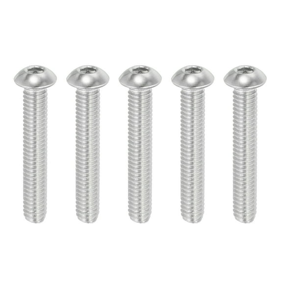 Uxcell Button Head Socket Cap Screws 304 Stainless Steel 18-8 Socket Cap Screw Allen Hex Drive Full Thread 5/16-18x2-1/2"