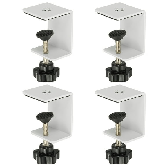 Uxcell C Clamps, 4 Pcs Heavy Duty Metal Black Desk Clamp Adjustable Mounting Table Clamp with Protective Pad for Fixing Acrylic Glass Plastic Wood Sheets, White