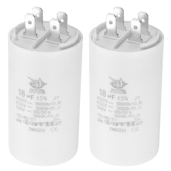Uxcell CBB60 18uf Run Capacitor,2Pcs AC450V 4Pin Double Insert for Motor Star 72x40mm