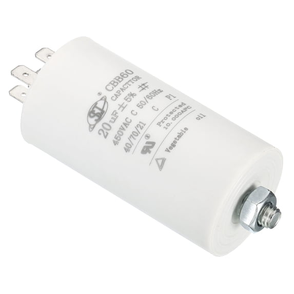 Uxcell CBB60 20uF Run Capacitor, AC450V 4 Pins 50/60Hz Cylinder with Screw 75x40mm
