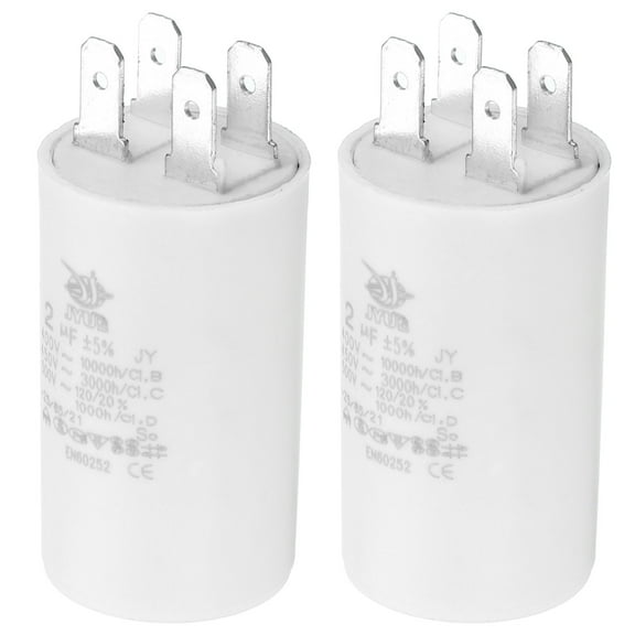 Uxcell CBB60 2uf Run Capacitor,2Pcs AC450V 4Pin Double Insert for Motor Star 52x30mm