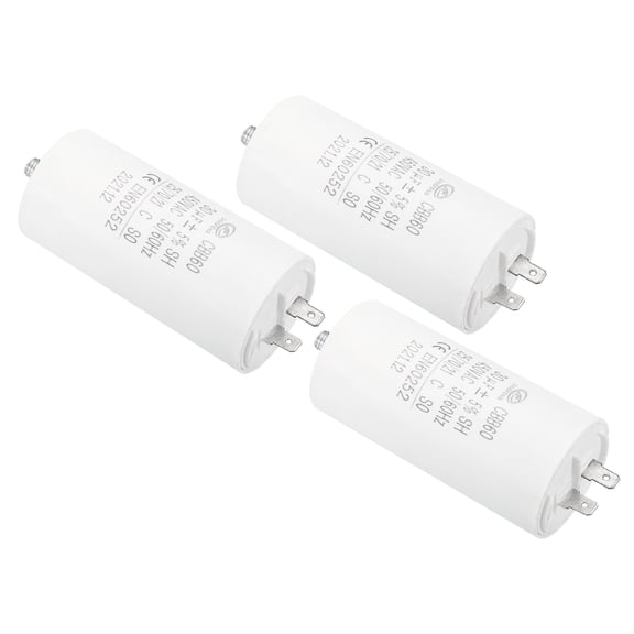 Uxcell CBB60 30uF Run Capacitor,3Pcs AC450V 2 Pins 50/60Hz with M8 Screw for Water Pump