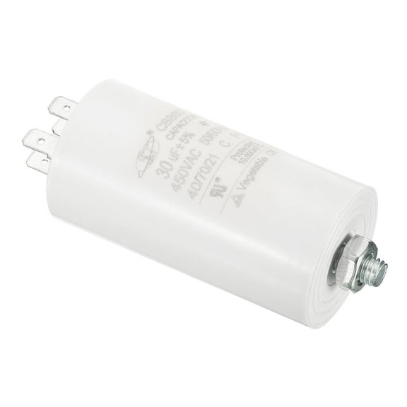 Uxcell CBB60 30uF Run Capacitor, AC450V 4 Pins 50/60Hz Cylinder with Screw 75x40mm
