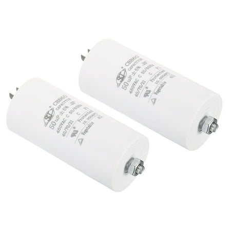 Uxcell CBB60 50uF Run Capacitor,2Pcs AC450V 4 Pins 50/60Hz Cylinder with Screw 105x50mm