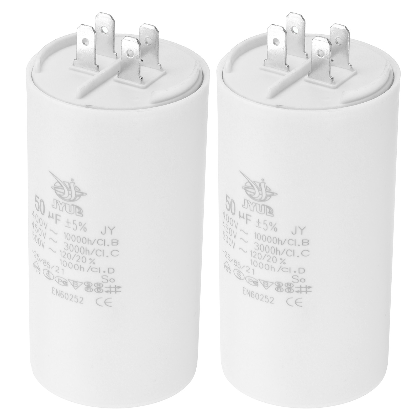 Uxcell CBB60 50uf Run Capacitor,2Pcs AC450V 4Pin Double Insert for Motor Star 96x50mm