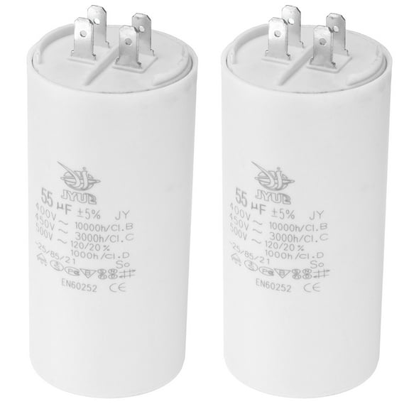 Uxcell CBB60 55uf Run Capacitor,2Pcs AC450V 4Pin Double Insert for Motor Star 105x50mm