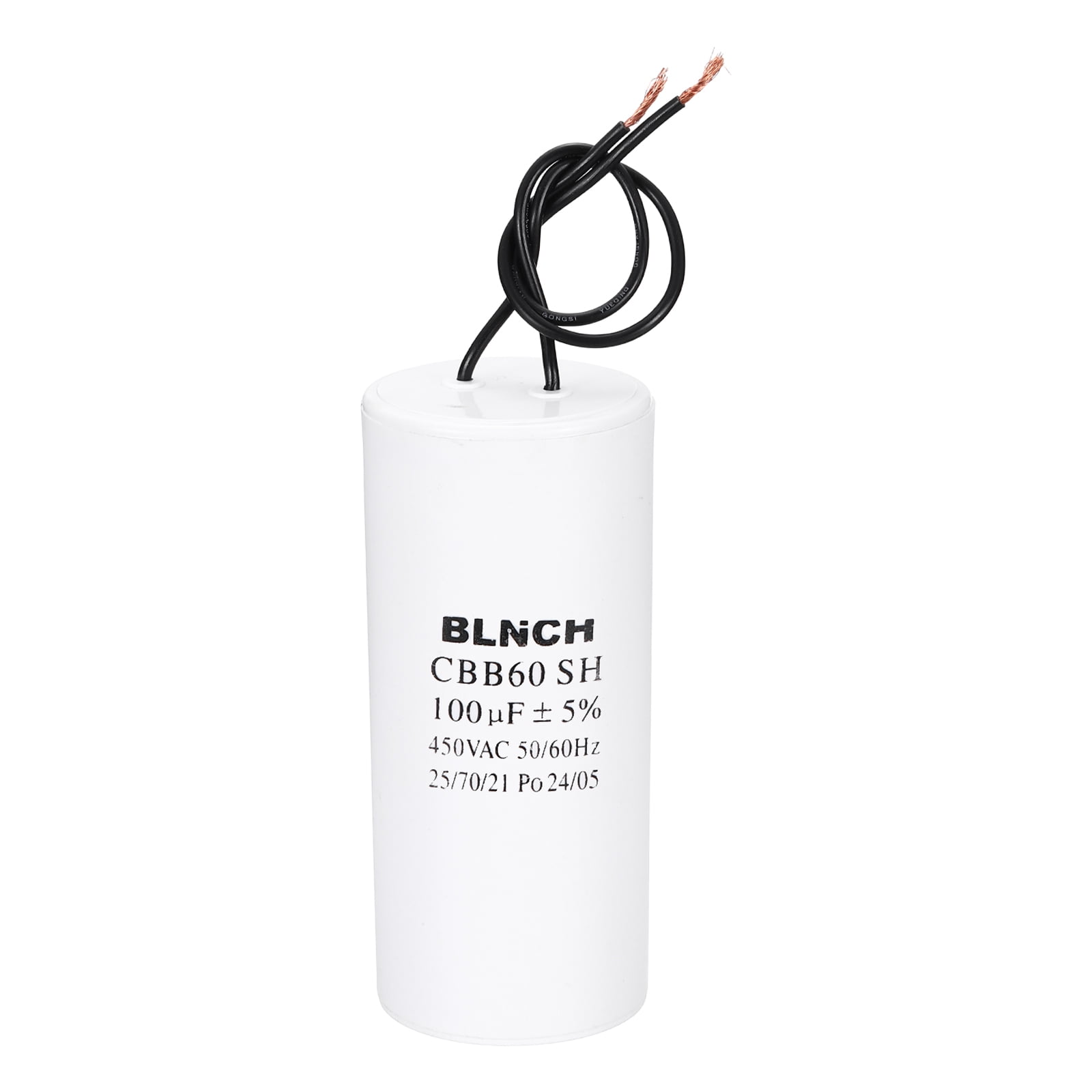 Uxcell CBB60 Running Capacitor, 100uF 450V 2 Wire Electric Air Compressor Motor Run Starting Capacitor for Washing Machine, Refrigerator, Air Conditioner, White