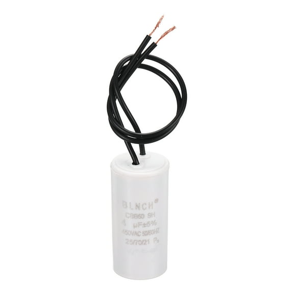 Uxcell CBB60 Running Capacitor, 4uF 450V 2 Wire Electric Air Compressor Motor Run Starting Capacitor for Washing Machine, Refrigerator, Air Conditioner, White